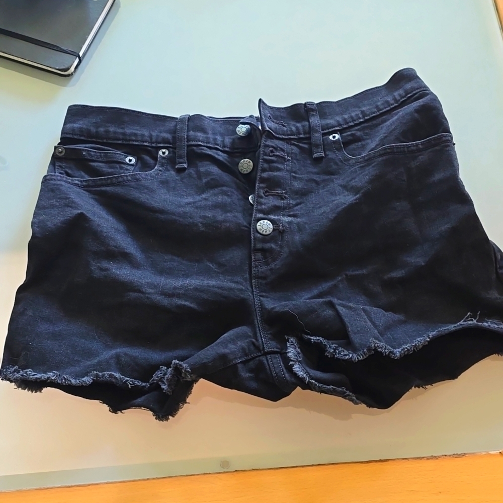 J Crew High waisted Black denim shorts